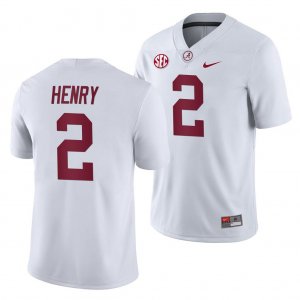 Men's Alabama Crimson Tide #2 Derrick Henry White 2019 NCAA History Player Away College Football Jersey 2403YNIU3